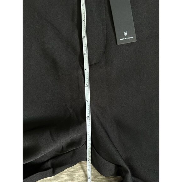 Lulu’s NWT Black Feather Trimmed Straight Leg Pants Size M - Picture 9 of 10